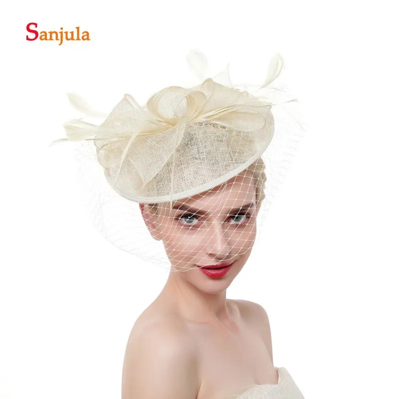 Шампанское белье Свадебные Шапки и Fascinators для Свадебные Шапки с лица вуаль элегантный Для женщин вечерние шляпа сомбреро boda H169