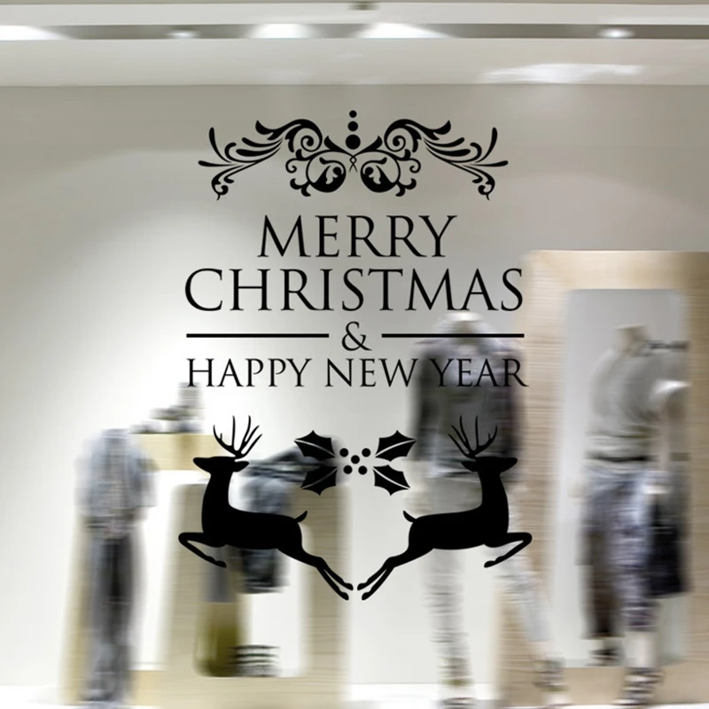 1 шт. 59 5*82 4 см Настенная Наклейка сделай сам Новый Рождество Merry олень защиты