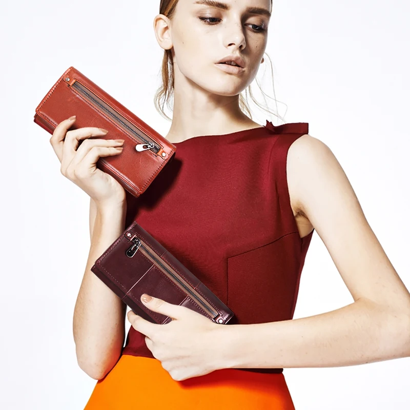 Ceny Szewc legenda długo prawdziwej skóry portfel kobiet 2019 stojak w kształcie karty zamek torebki z telefonu torba duża Valet Carteira