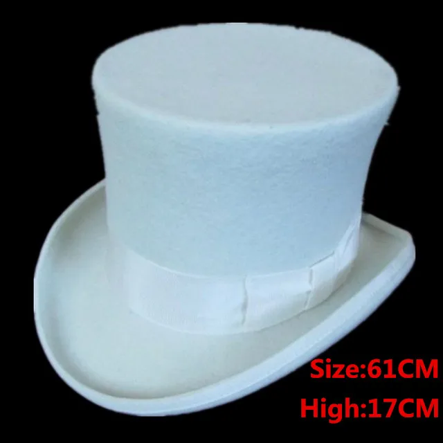 17 см(6,7 дюйма) стимпанк/верхняя шляпа/Викторианский винтажный традиционный шерстяной фетровый головной убор/шляпа-цилиндр/шляпа дымохода - Цвет: White 61CM