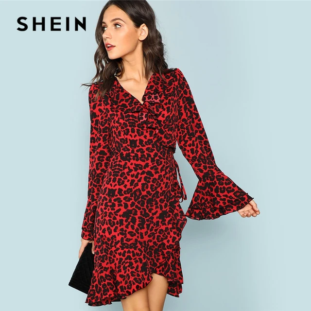 Red Leopard Print Dress