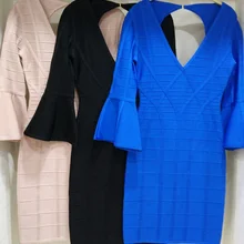 Новое поступление Женские Заводские grils 'платья,, дропшиппинг Flutter-sleeve v синий черный телесный платье HL+ костюм