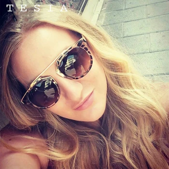 

TESIA Retro Sunglasses Women Brand Designer Real Mirror Sun Glasses Cat Eye Female Shades Oculos Feminino