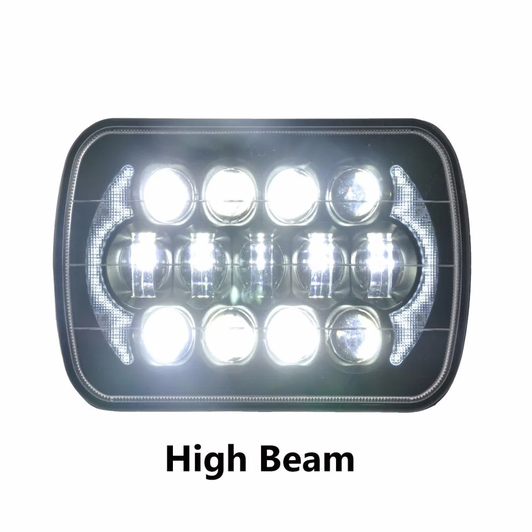 Black 85W 7x6" 5X7" LED Projector Headlight Hi-Lo Beam DRL For Jeep Cherokee XJ