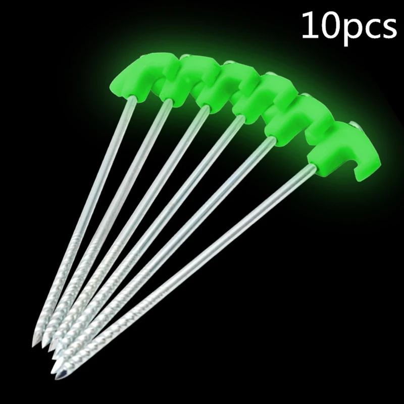 

10PCS Tent Stake Pegs Fluorescence Portable Multi-function Tent Nails Stakes Peg Gazebo Peg Tent Accessories for Camping Garden