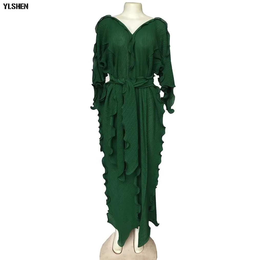 New African Dresses for Women Dashiki Falbala African Dress Clothes Bazin Riche Sexy Pleat V-neck Long Africa Maxi Dress Woman 25