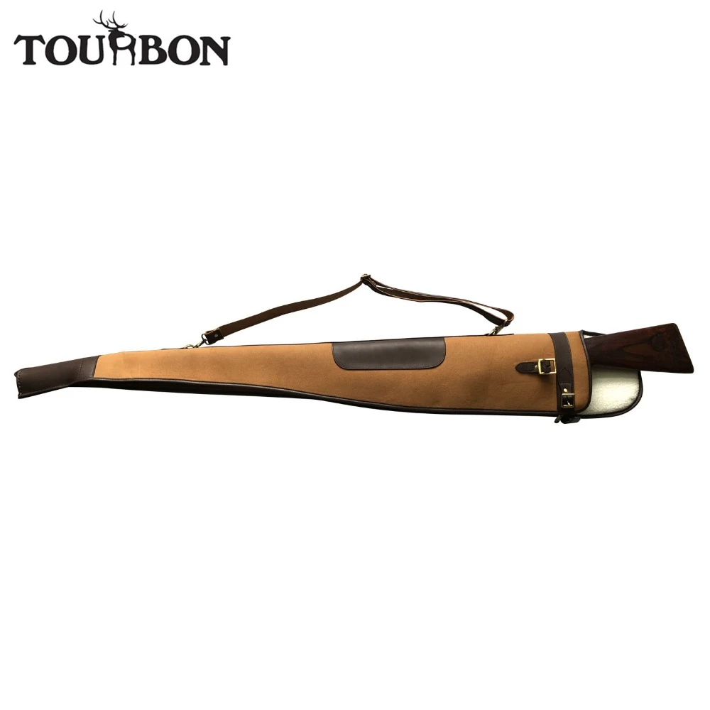Tourbon Vintage Shotgun Case Canvas Gun Slip Padded Protection Bag Holder Carrier with Zipper Hunting Gun Accessories 134CM tourbon tactical universal gun case hunting gun storage rifle shotgun carrier with lock gun accessories