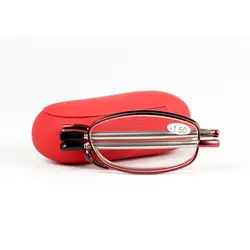 Для женщин Для мужчин Складные очки для чтения красный чехол карман для чтения Стекло + 1,0 1,5 2,0 2,5 3,0 3,5 4,0