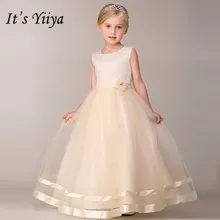 Dresses Flower-Girl Floor-Length Yiiya Sleeveless O-Neck B815 8-Colors It's Vestidos-De-Noches