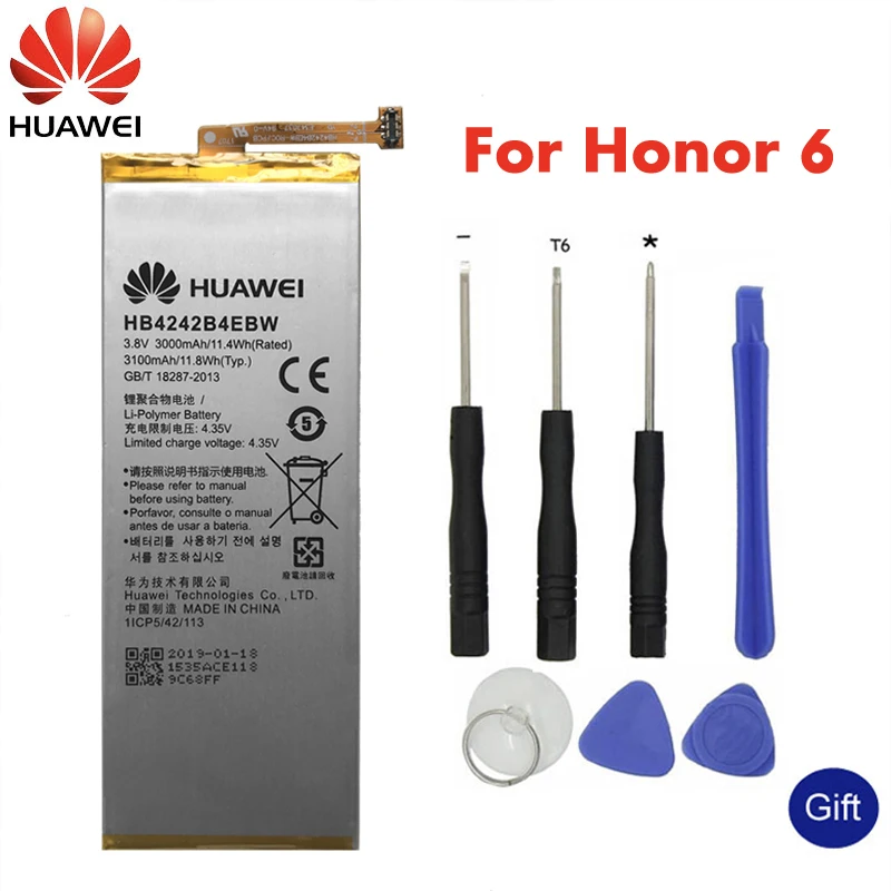 

Huawei Original Phone Battery HB4242B4EBW For Huawei honor 6 H60-L01 H60-L02 H60-L11 H60-L04 honor4X Replacement Battery 3000mAh