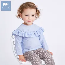 DBA6626 dave bella/Весенняя рубашка в синюю полоску для маленьких девочек; милые детские хлопковые топы; Детские Блузки высокого качества