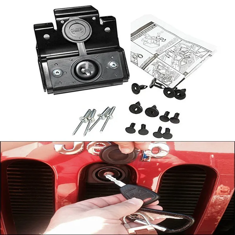 Grille Hood Lock Kit Forward Engine Compartment Hood Cover Anti Theft Assembly locking Hood