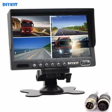 DIYKIT 4PIN DC12V-24V 7 Polegada 4 Dividir Quad Screen Display LCD cor Retrovisor Do Carro Monitor para Ônibus Caminhão Carro Câmara de marcha