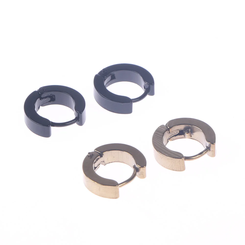 

New Black Gold Small Cool ear Hoop For Women and Men 316L Stainless Steel Fashion Jewelry Punk Style Wholesale