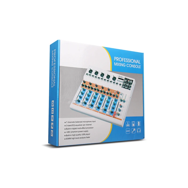 XTUGA FX7-USB 7 Channels Audio Mixer Console With