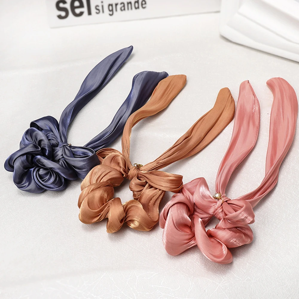 

Korean Solid Color Hair Rope Girls Scrunchie Bow Elastic Hair Bands For Women Rubber Hair Ties Ponytail Holder Hair Accessories