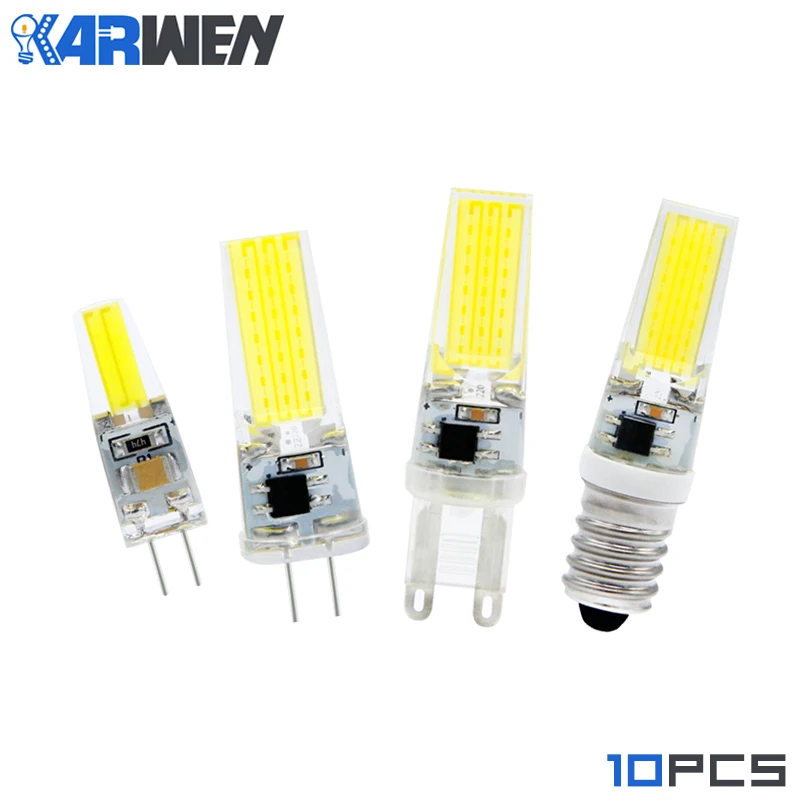 KARWEN 10 шт./лот светодиодная COB G4 G9 E14 лампочка с регулируемой углом свечения