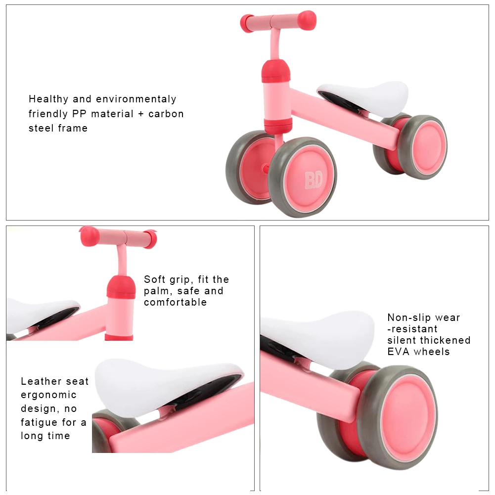 Flash Deal Baby Balance Bike Child Walker Pedalless Balance Car Air Cushion Saddle Solid Durable Children
