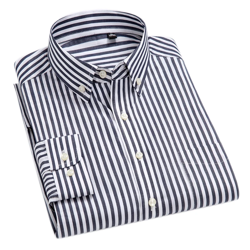Хлопок, Высококачественная брендовая мужская одежда, мужские полосатые рубашки в Оксфордском стиле, мужские классические деловые рубашки для отдыха