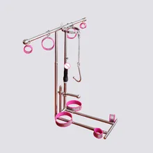 Top stainless steel bdsm bondage frame torture device arm wrist leg ankle restraint handcuffs neck corset collar anal hook dildo