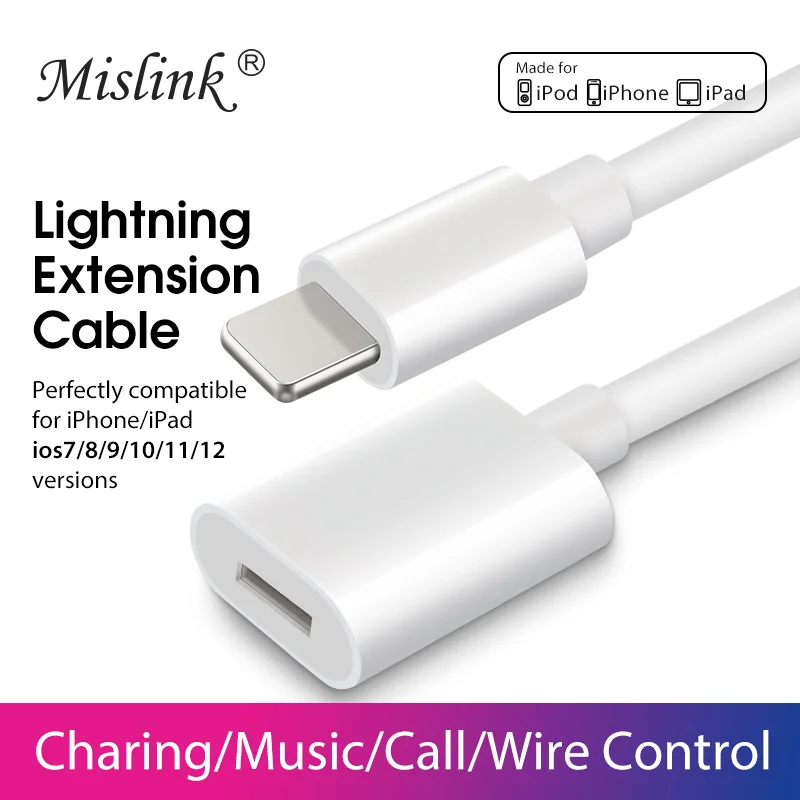 

For apple Lightning extension cable 8pin female to male adapter for ipad pro iPhone xs max xr xs x 8 7 6 5 AV digital audio otg