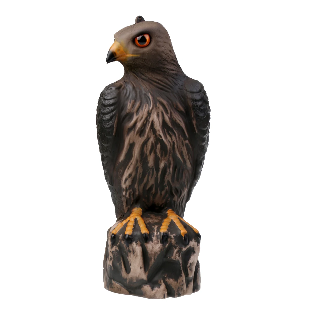 Lifelike 3D Eagle Decoy Garden Flocked Hard Realistic Scarer Scarecrow Hunting Decoy Raven Halloween Prop  