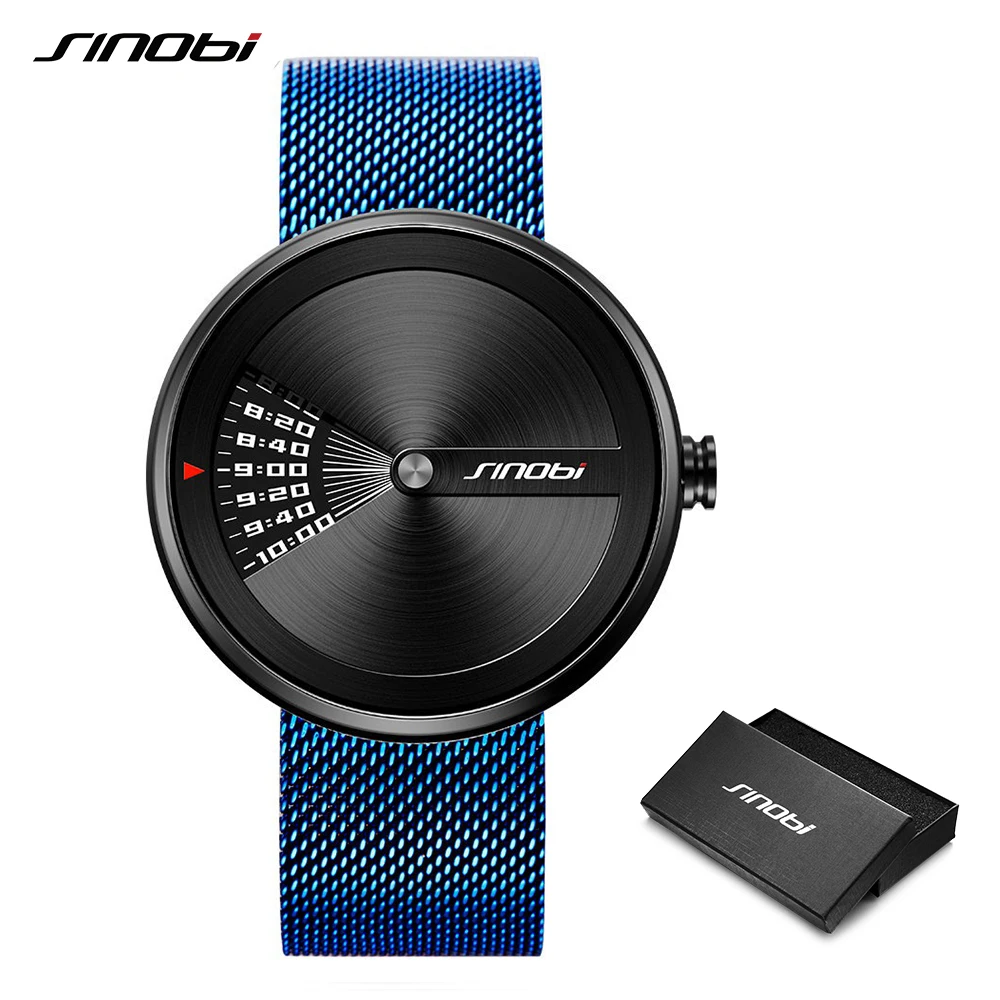 

SINOBI Mens Fashion Watch 2019 Design Creative Wrist Watch For Stainless Steel Mesh Strap Mens Business Watch Relogio Masculino