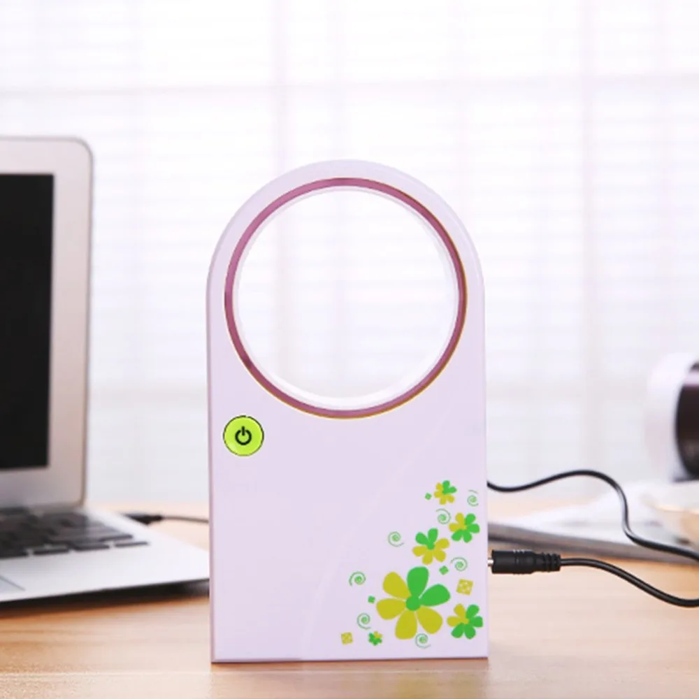 

Leafless Leafless Fan USB Battery Dual Creative Air Conditioning Fan Bladeless Mute No Leaf Desk Fan For Summer A Gift