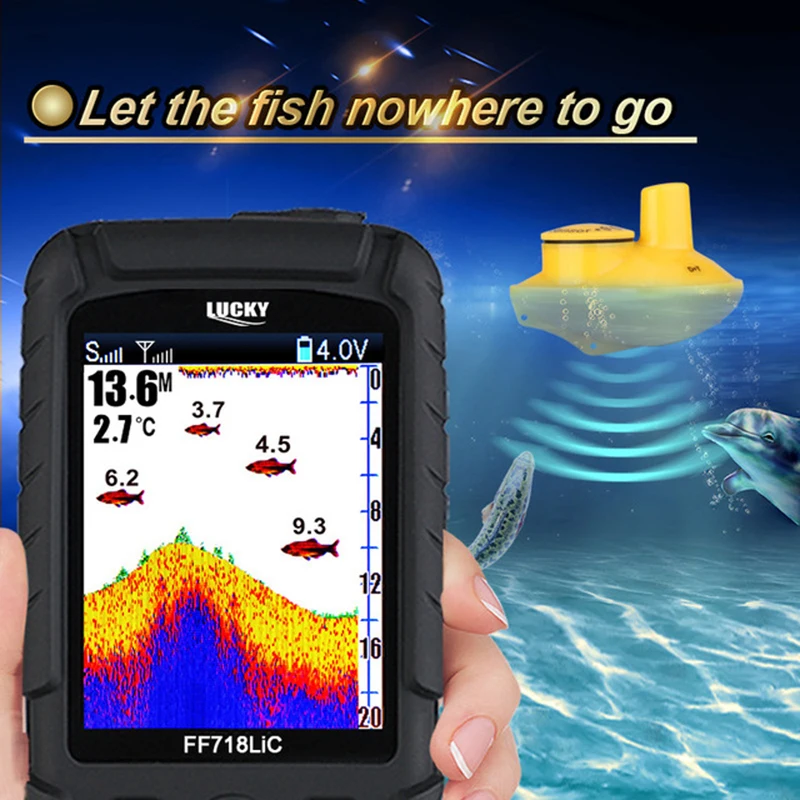 Lucky Brand Fish Finder Wireless Portable 45M/147Feet Sonar Depth