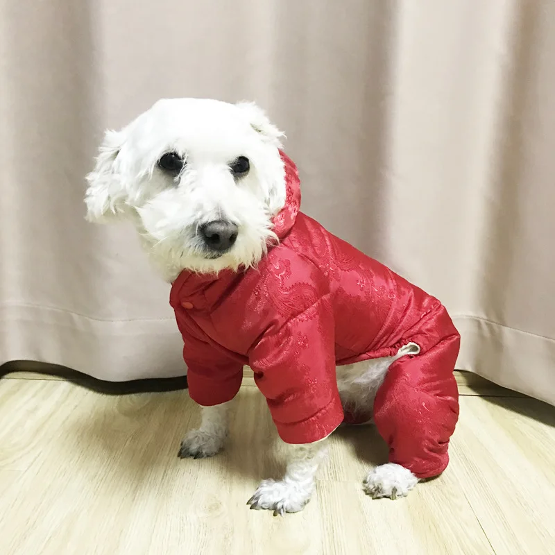 Высококачественная зимняя одежда для собак, теплый комбинезон для собак, комбинезоны с капюшоном, одежда для чихуахуа, Йоркского пуделя, костюм для маленькой собачки, пальто для щенка