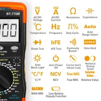 BTMETER True RMS Digital Multimeter,Precision Multimeter,Profession Insulation Tester Voltage Meter Diode Test NCV，770 Series 1
