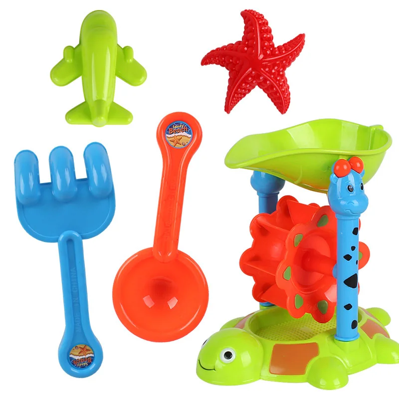 price cut  5PCS/Set Kids Sand Toys Summer Beach Party Toys Sandbox Toys Funny Hourglass Set Bucket Watering ca