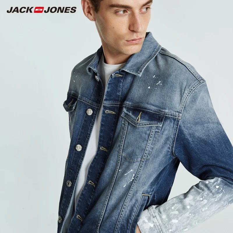JackJones الرجال الربيع التدرج الطلاء رش الدنيم سترة J | 218357501
