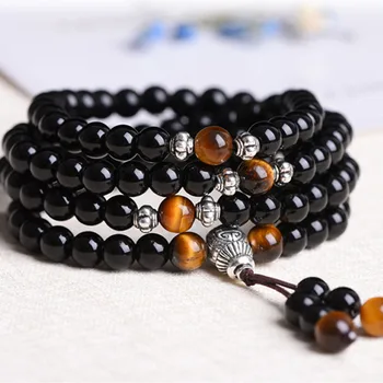 

Car stalls bracelet obsidian men and women Buddha beads carved high-density hand string Bodhi Buddha beads light