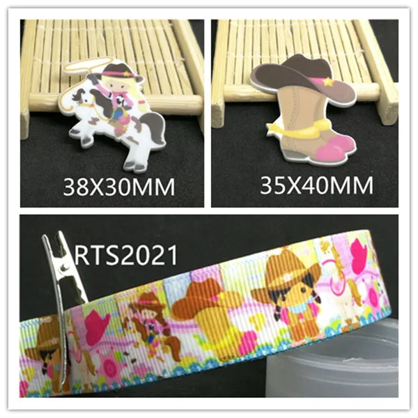

7/8inch 100yard ribbon and 100pcs resin 1 set printed cartoon printed ribbon and resin RTS2021