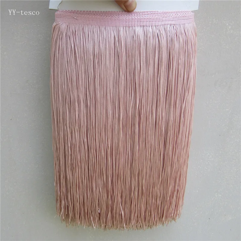 10 ярдов 30 см длинные кружева бахрома отделка полиэстер кисточка бахрома отделка для Diy латинское платье сценическая одежда аксессуары кружевная лента - Цвет: Bean pink
