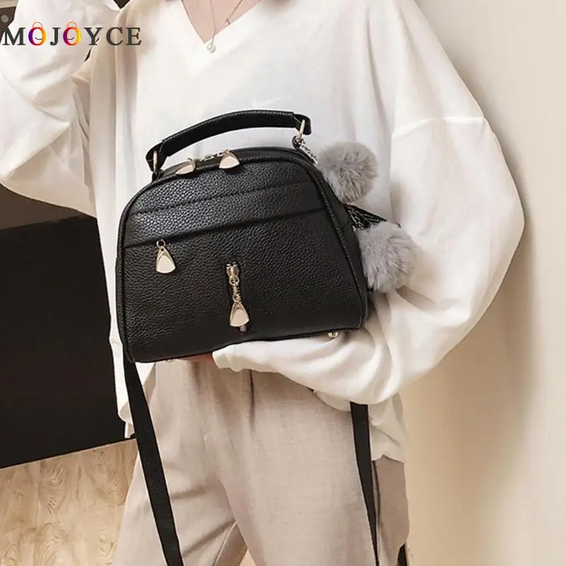 Best Women Bag Solid Color Leaf Hair Ball Decor PU Leather Small Crossbody Bags for women Handbag