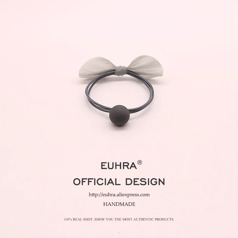 EUHRA 3 Colors Elastic Hair Bands Bow-knot Rosette Frosted Ball Elasticity Women Girls Hairband Children Rubber Band - Цвет: Color 2