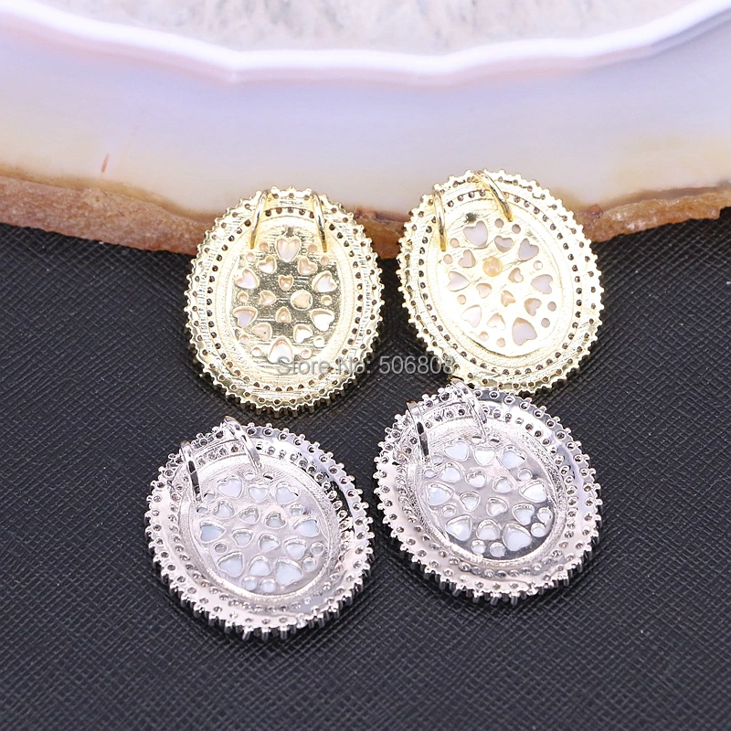 5PCS ZYZ185-8730 Micro Pave CZ Zirconia Mother Of Pearl Shell Carved Jesus Oval Pendant Bead 2