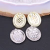 5PCS ZYZ185-8730 Micro Pave CZ Zirconia Mother Of Pearl Shell Carved Jesus Oval Pendant Bead 2