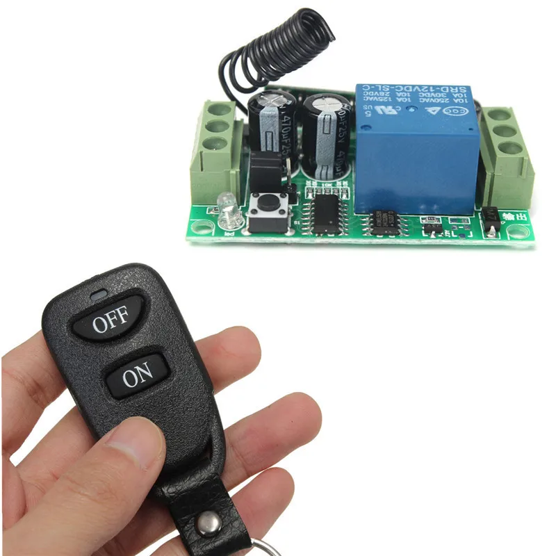 

New Universal Wireless Remote Control Switch DC 12V 10A 1CH 433MHZ System Receiver Transmitter 2 Buttons Waterproof Remote