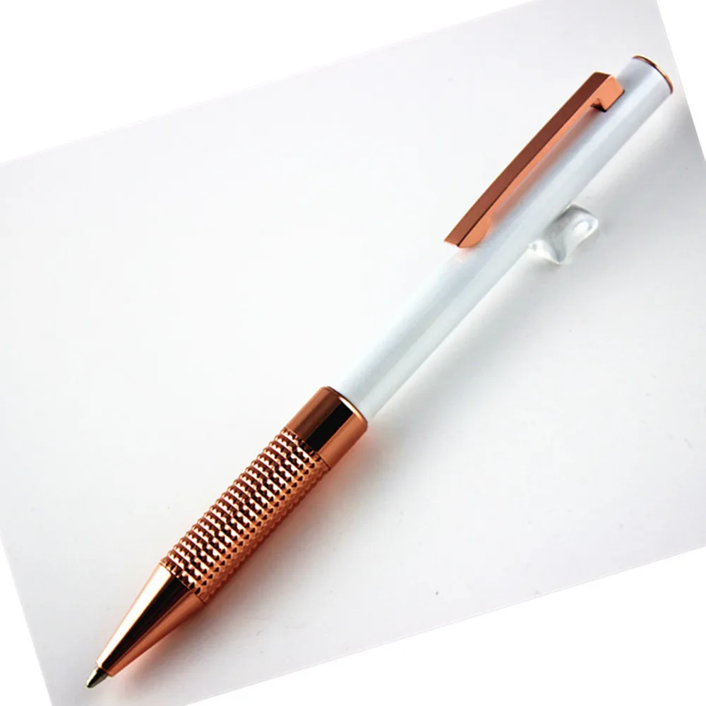 Luxury Ballpoint Pen Rose Gold & White Metal Roller Ball Pen Gift