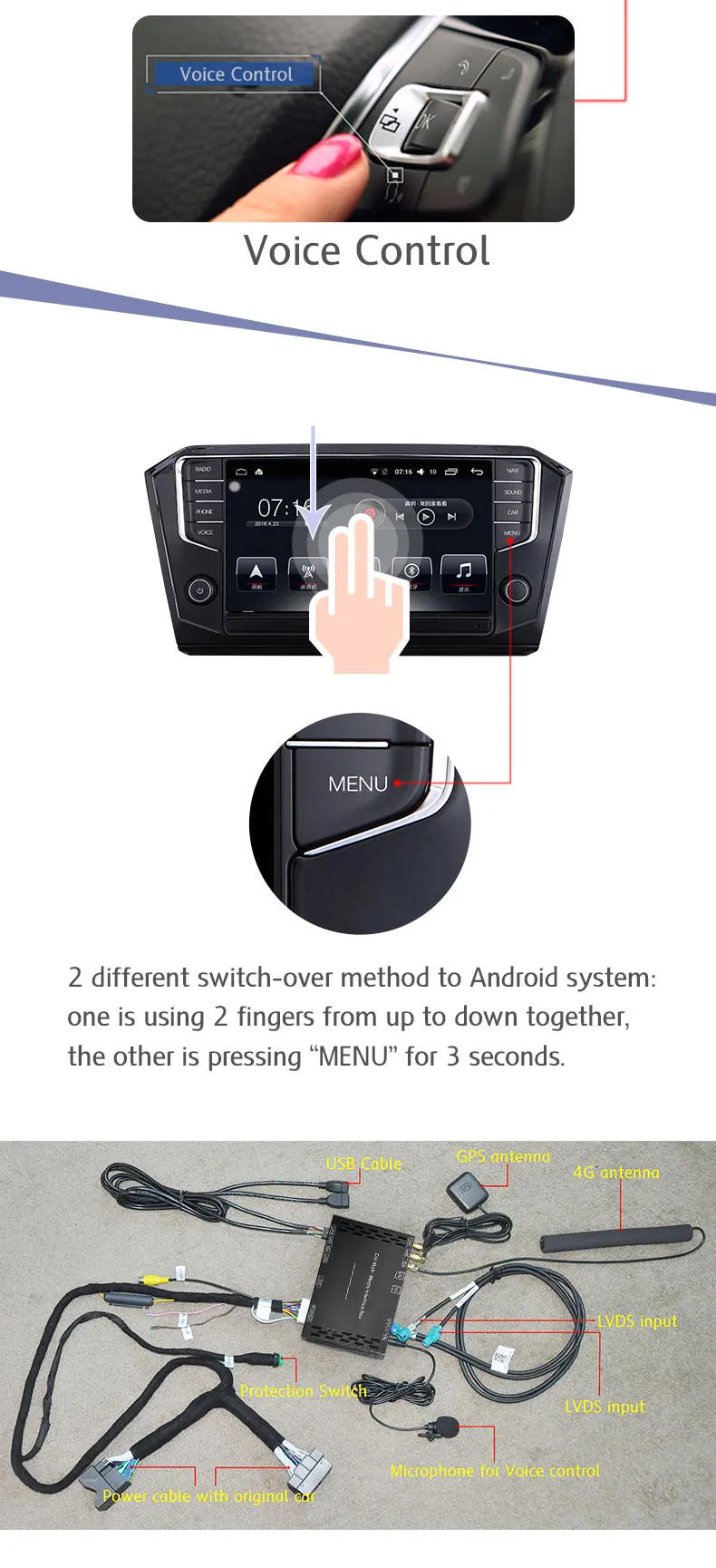 Excellent Car Multimedia Player Android System Box decoding Box Android 2G/16Gfor car DVD Player for 8 inch VW Touareg(2011-2017) Radio G 3