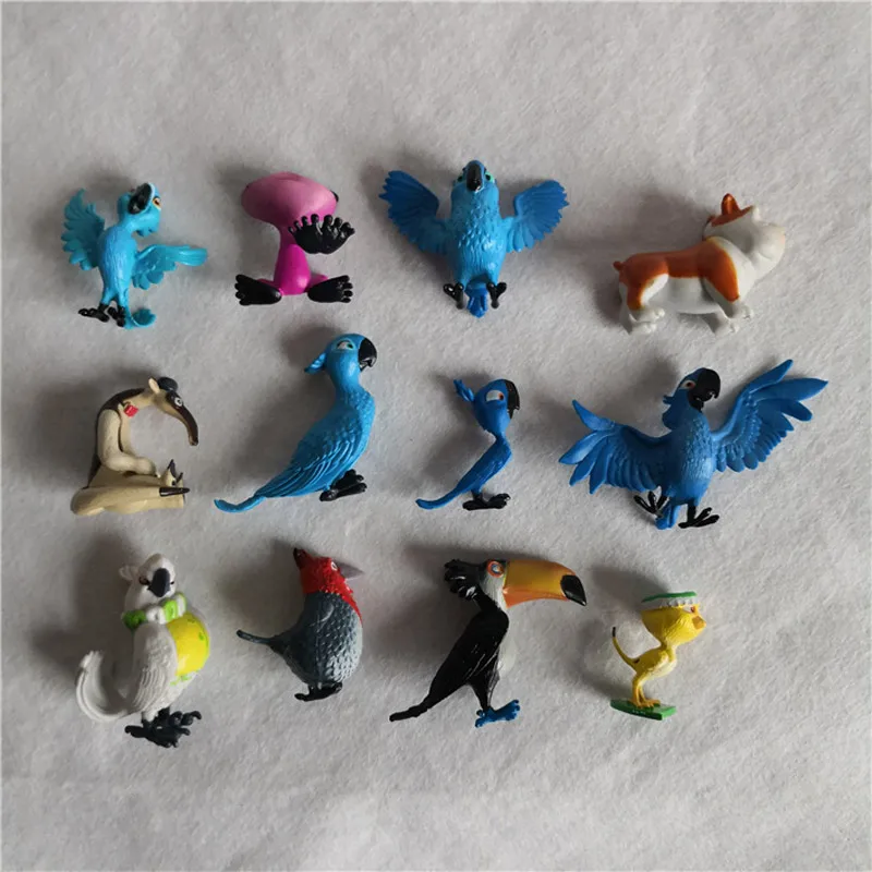 

12pcs/lot Mini Rio Adventure Parrot friends Birds PVC Action Figures Cartoon Collection Toy For Boy Juguete Model Gift Kid