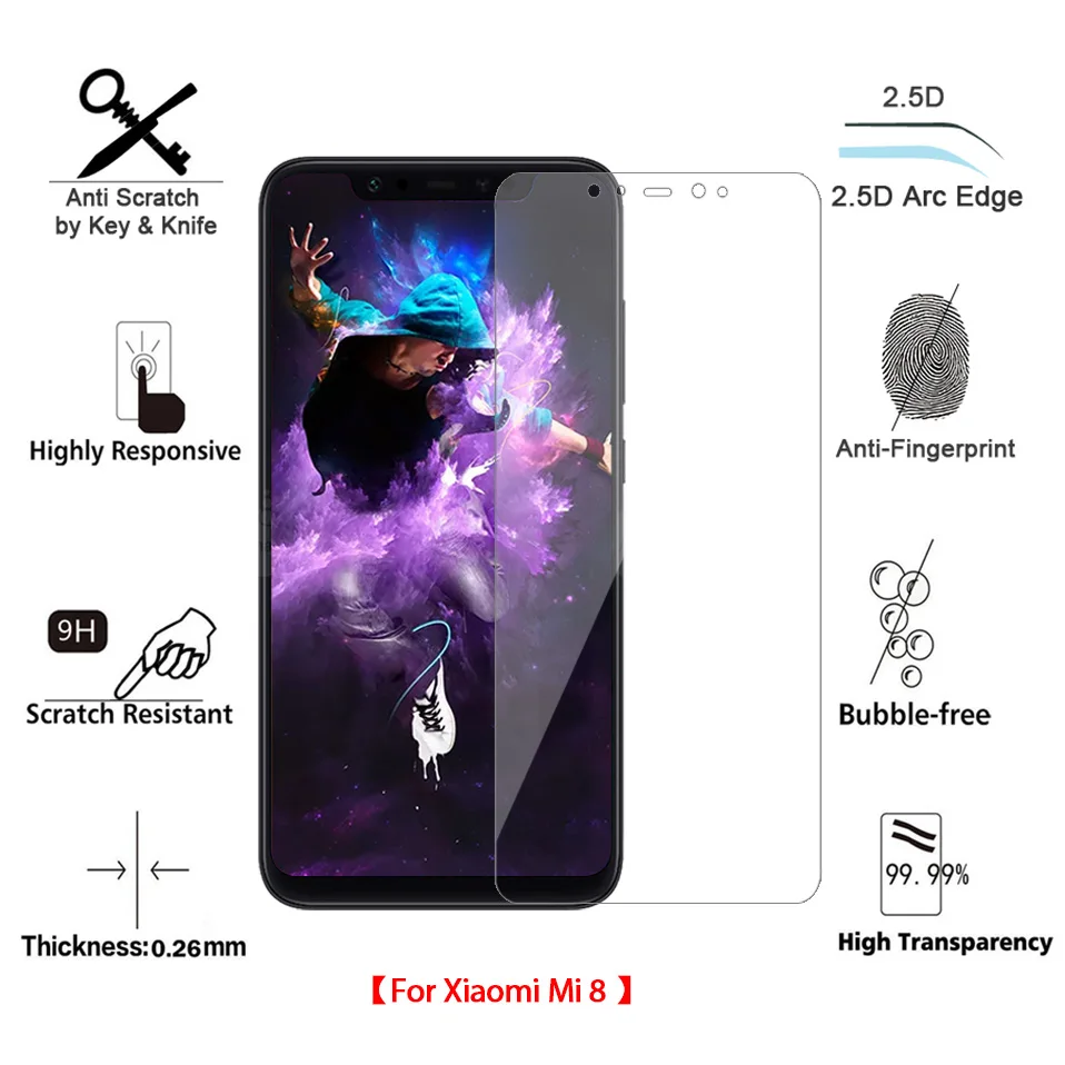 Tempered Glass for Xiaomi Mi 8 Lite Glass 9H 2.5D Phone 8lite Film Protective Glass for Xiaomi Mi 8 SE Mi8 Lite Screen Protector (2)