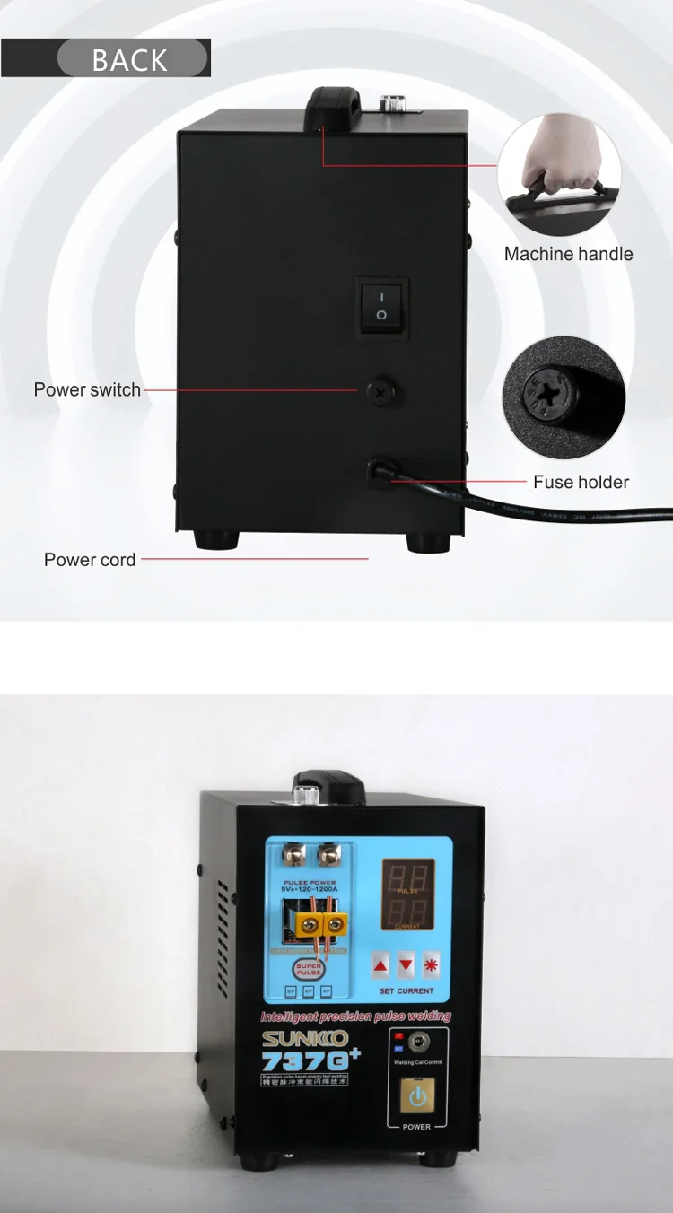 SUNKKO 737 г+(обновление 737 г) точечный сварочный аппарат с ручкой для сварки, большая мощность, автоматически