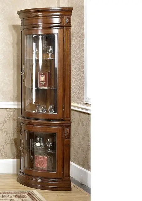 American Style Solid Wood Corner Cabinet Display Fashion American Style Solid Wood Corner Cabinet Display Fashion Curved Clical Triangle Gl Door