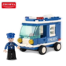 

Zhorya 64PCS Building Blocks Assembled Model Police Toy Car Parent-child Toy Educational Toys with Minifigure for Children boys