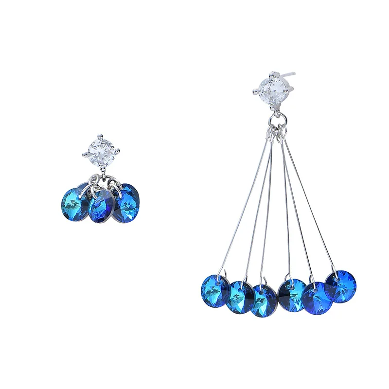 

Women 's Dangle Drop Earrings Crystal from Austria Round Shine Classic 925 Silver Earrings Fashion Jewelry For Party Gifts Lady
