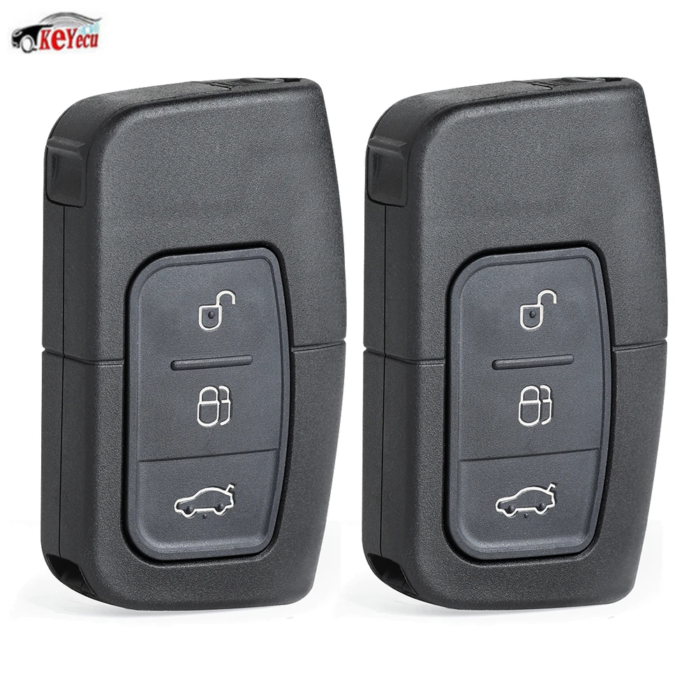 

KEYECU 2 Pcs/lot Smart Remote Car Key Shell Case Fob 3 Button for Ford Focus Mondeo Galaxy S-Max C-Max